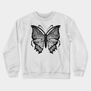 Butterfly zentangle black and white Crewneck Sweatshirt